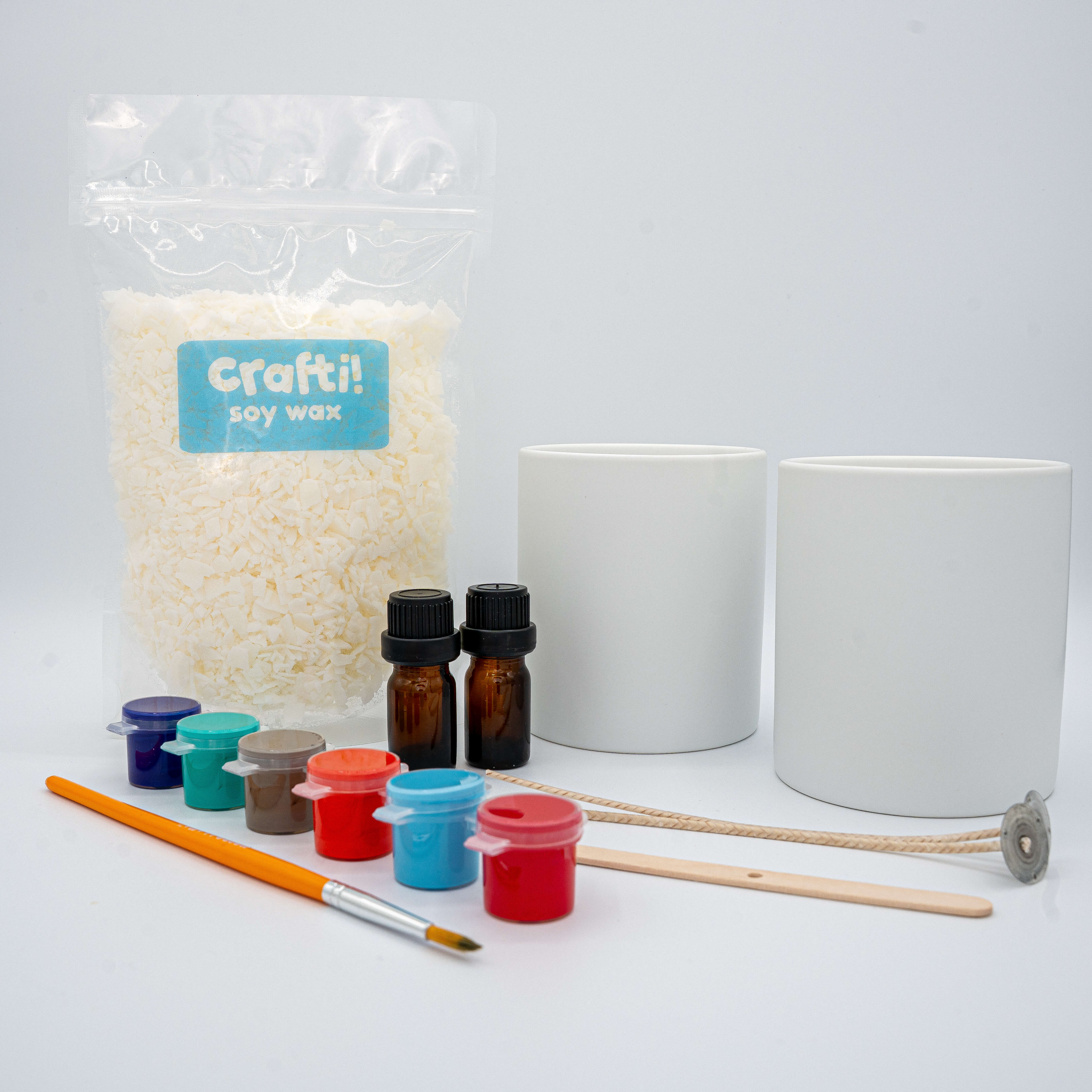 Candle Painting Kit – Two Tall White Ceramic Jars