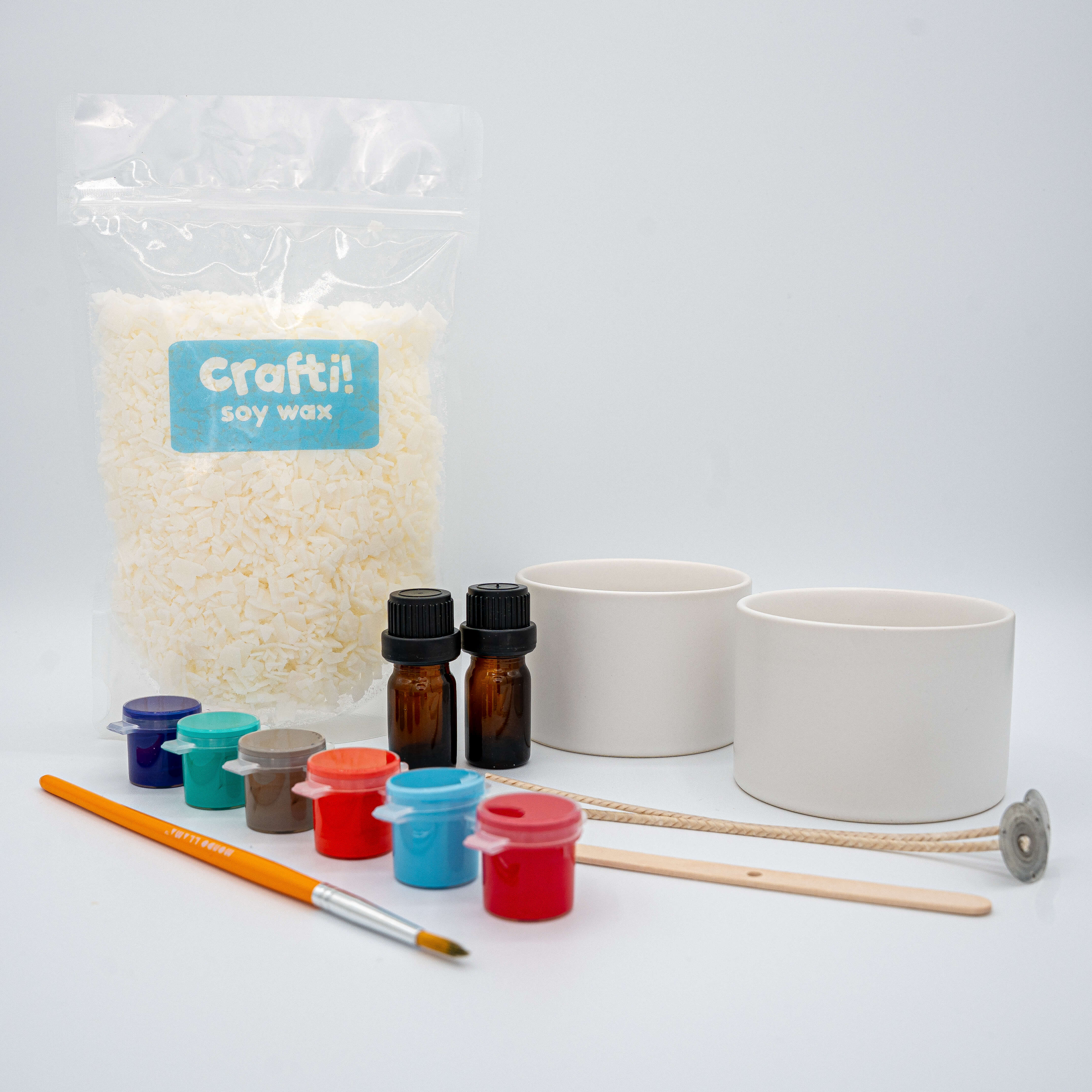 Candle Painting Kit – Two Small Short White Ceramic Jars