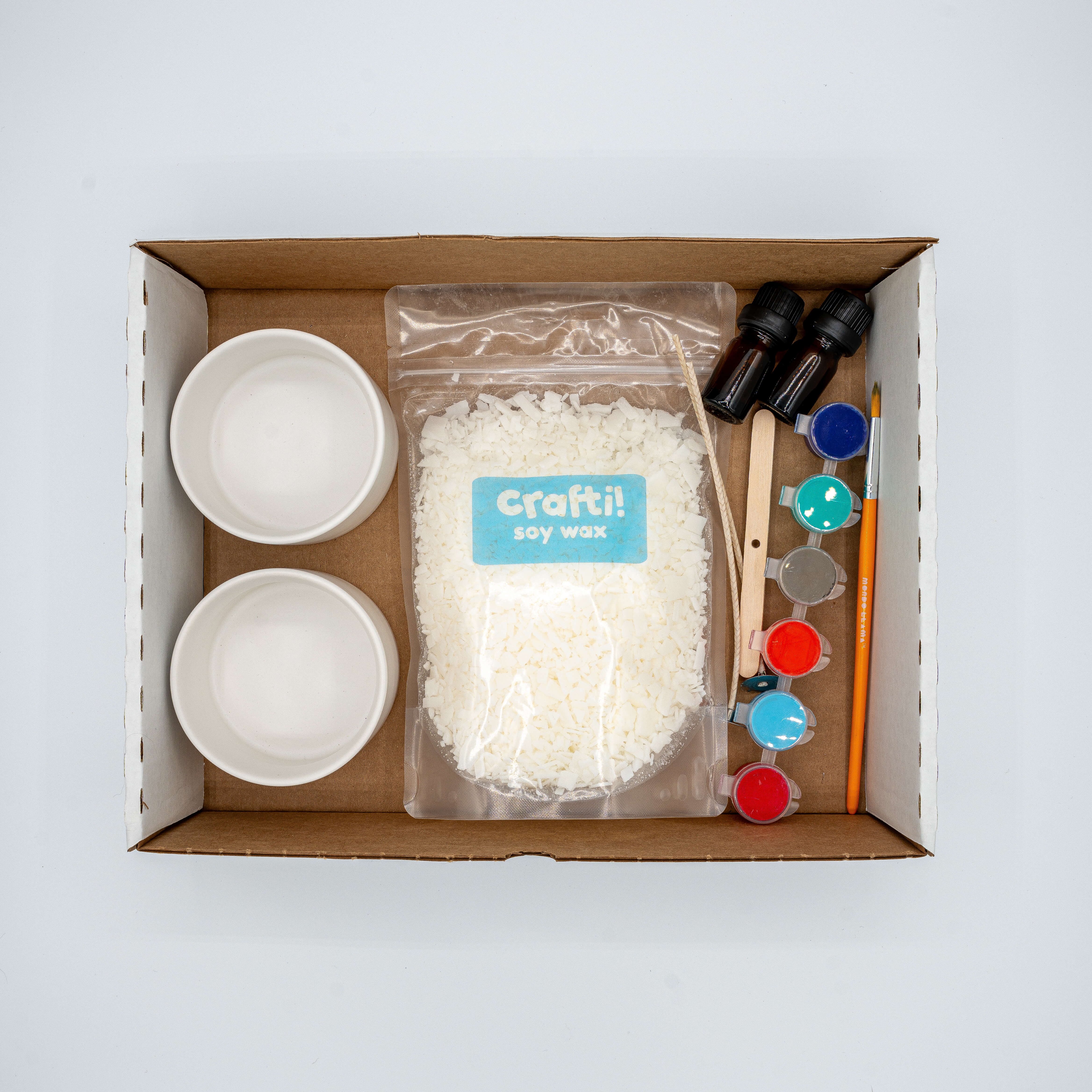 Candle Painting Kit – Two Small Short White Ceramic Jars