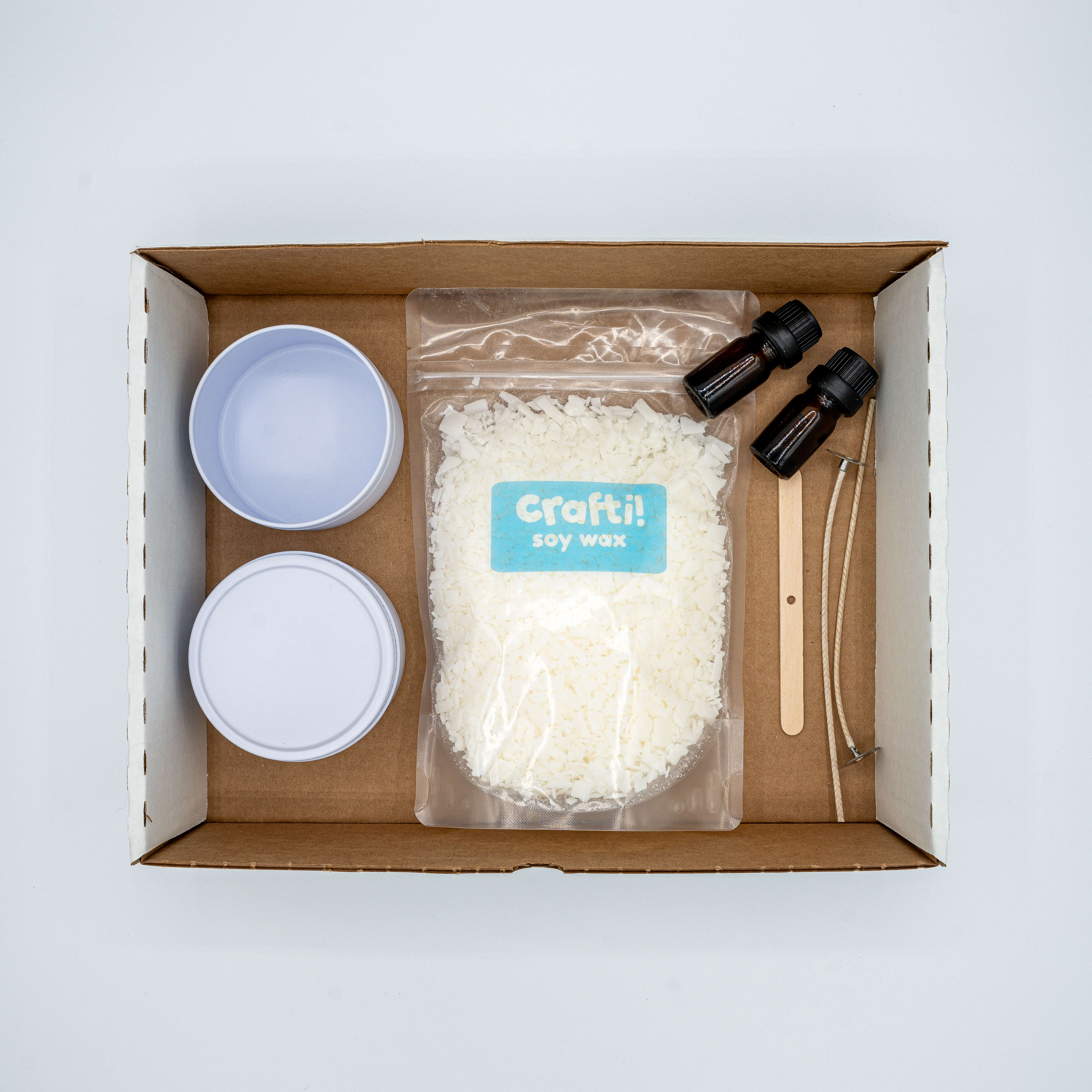 Candle Making Kit – Two Small Aluminum Jars (White or Black)